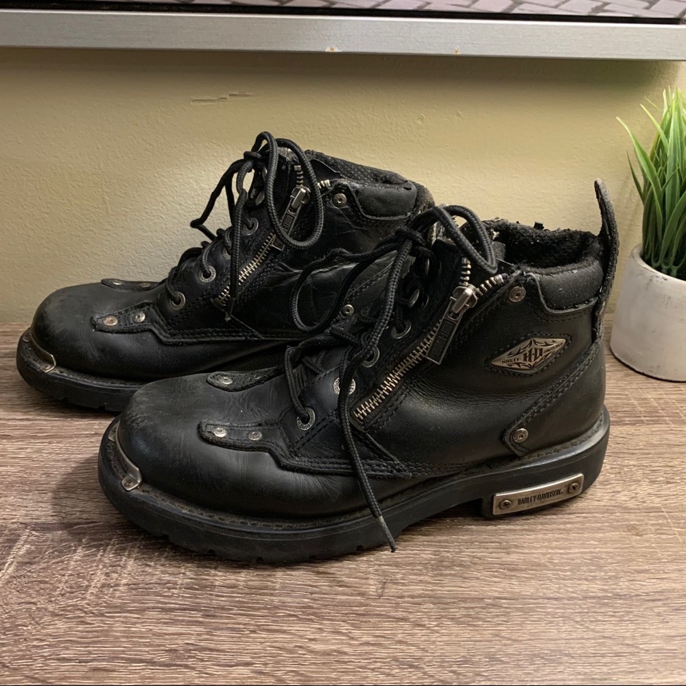 Harley Davidson Boots + Leather Hair Tie